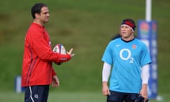 Former England captain and coach Martin Johnson, left, pictured in 2008, says hookers like Dylan Hartley, right, ‘have enough on [their] plate in terms of responsibilities. We did not want to overburden him’.