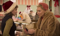 Rooney Mara Cate Blanchett<br>This photo provided by The Weinstein Company shows, Rooney Mara, left, as Therese Belivet, and Cate Blanchett, as Carol Aird, in a scene from the film, "Carol."  Todd Haynes 1950s lesbian romance Carol dominated the New York Film Critics Circle Awards, taking best picture and a leading four awards overall. Announcing their picks Wednesday on Twitter, the New York critics voted overwhelmingly in favor of the Patricia Highsmith adaption starring Blanchett and Mara. (Wilson Webb/The Weinstein Company via AP)