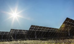 Solar panels at a solar farm in Australia<br>Solar panels catch the sunlight at an experimental solar farm at the University of Queensland in Gatton.