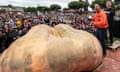 World Championship Pumpkin Weigh-off in Half Moon Bay, California, United States - 09 Oct 2023<br>Mandatory Credit: Photo by Terry Schmitt/UPI/Shutterstock (14143085m)
A world record 2,749 pound pumpkin raised by Travis Gienger of Minnesota (2ndR) wins the Safeway World Championship Pumpkin Weigh-off in Half Moon Bay, California on Monday, October 9, 2023.
World Championship Pumpkin Weigh-off in Half Moon Bay, California, United States - 09 Oct 2023