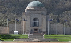 Australian flags fly out the front of the Australian War memorial in Canberra