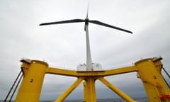 A floating wind turbine in Japan, off the coast of Naraha in Fukushima.