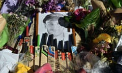 Bats and caps left outside the Adelaide Oval in a tribute to the late Phillip Hughes prior to the first Test match between Australia and India on 9 December, 2014.