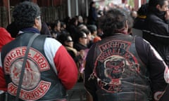 A stock photograph of bikie jackets in New Zealand, Wednesday, Aug. 15, 2007. (AAP Image/Xavier La Canna) NO ARCHIVING