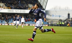 Millwall’s Lee Gregory celebrates after opening the scoring at home to Sheffield United.