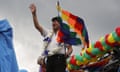 Former Bolivian President Evo Morales waves during a rally with supporters in Chimore, Cochabamba province, Bolivia, Wednesday, Nov. 11, 2020, from where he flew into exile one year ago. Morales, who fled into exile after resigning, returned to Bolivia on Monday and led a caravan to this coca-growing region of Chapare where he began his political career. (AP Photo/Juan Karita)