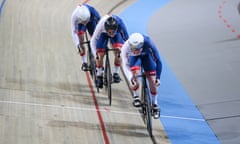 UCI Track Cycling World Championships, Apeldoorn, Netherlands - 28 Feb 2018<br>Mandatory Credit: Photo by Foto Olimpik/Sipa USA/REX/Shutterstock (9445272ad)
Jack Karlin, Philip Hindes, Jason Kenny (GBR) - Men's team sprint qualfying
UCI Track Cycling World Championships, Apeldoorn, Netherlands - 28 Feb 2018