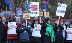 Members of the Royal College of Nursing on the picket line outside Belfast City Hospital in Belfast on 15 December, 2022.