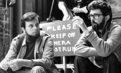 Gary Kurtz, left, with George Lucas in 1977. They parted company prior to the making of what was the third Star Wars film in the trilogy, Return of the Jedi, 1983.