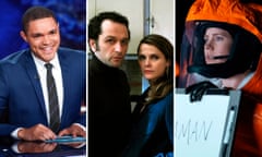 Trevor Noah on The Daily Show, Matthew Rhys and Keri Russell in The Americans, and Amy Adams in Arrival