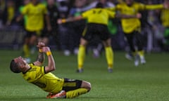 Alexandru Măţan of the Columbus Crew celebrates winning the 2023 MLS Cup against the Los Angeles FC at Lower.com Field on Saturday in Columbus, Ohio.