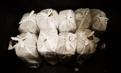 Bags of food ready for people who drop in at Second Harvest Food Bank in San Jose, California, November 14th, 2017.
Second Harvest Food Bank recently produced a study  that finds one in four in Silicon Valley is 'food insecure' meaning they have anxiety about paying for food, skip meals, can't afford to feed their family, have had to borrow money to buy food, don't have access to a kitchen...