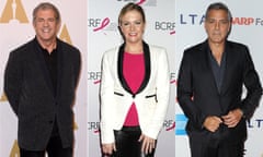 Composite of Mel Gibson, Melissa Joan Hart and George Clooney