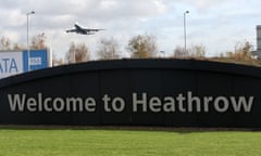 A British Airways plane taking off from Heathrow airport.