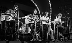 Randy Meisner, far left, performing with his fellow Eagles Don Henley, Glenn Frey and Bernie Leadon on Dutch TV, 1973.