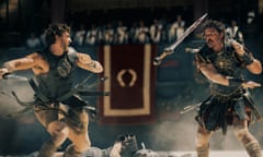 ‘They were very clear they didn’t care about history’ … Paul Mescal and Pedro Pascal in the forthcoming Gladiator II.