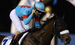 Christophe Lemaire riding Almond Eye wins the Dubai Turf