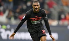 Pierre Kalulu shows his delight after scoring Milan’s winner