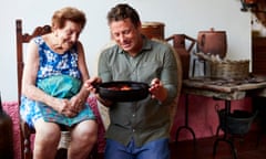 Jamie Oliver with Nonna Franchina in Jamie Cooks Italy.