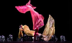US circus performers Seth Bloom and Christina Gelsone, in collaboration with artist Daniel Wurtzel, perform during a media call for Air Play at Sydney festival 2020.