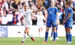 Rachel Daly of England celebrates after scoring.