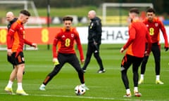 Ethan Ampadu trains with his Wales teammates