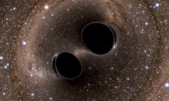 Simulation of two black holes merging