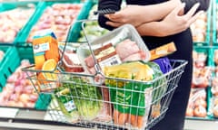 A basket of supermarket items