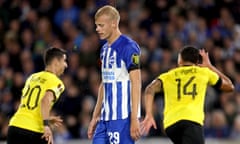 Jan Paul van Hecke looks dismayed after Ezequiel Ponce’s late winner for AEK Athens