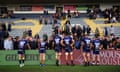 Worcester's players after their match against Newcastle