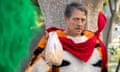 Frosty! … Hugh Grant as Tony the Tiger in Unfrosted.