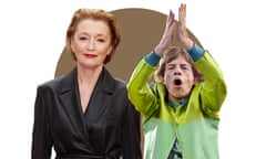 Composite of images of Lesley Manville and  Mick Jagger