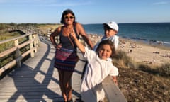 Nazia Parveen with her children on Île de Ré in France.