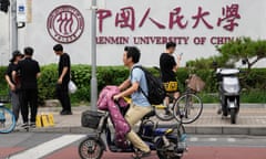 Students outside the main campus of Renmin University of China