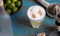 The Pisco sour, a cocktail first created by Victor Morris, an American entrepreneur, in Lima in 1915.