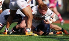 Jack Iscaro of Old Glory DC carries the ball against Rugby New York Ironworkers in Mount Vernon, New York in March.