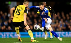 Ipswich’s Conor Chaplin (right) and Watford’s Mattie Pollock battle for possession