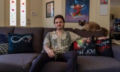 Noah Gwatkin with his cat Baci - Dreams Interrupted diarists series - Photograph by David Dare Paker for The Guardian