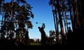 Phil Mickelson plays his shot from the 17th tee.