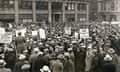 A mass meeting called by the Communist Party in Union Square, New York.