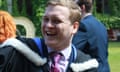 James Atkinson pictured smiling outdoors in graduation robes