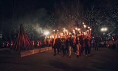 Participants march through the streets for the Festival of Voices in Tasmania