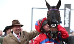 Nicky Henderson, left, has confirmed that Sprinter Sacre, pictured after winning the Champion Chase in March, will return to the track at Sandown this month.