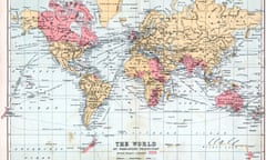 1900 map of the World, with territories of the British Empire highlighted.