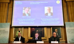 The press conference at the The Royal Swedish Academy of Sciences in Stockholm to announce today’s winners.