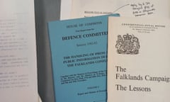 Peter Preston's records in the GNM Archive relating to the handling of the press and the enquiries that followed the Falklands War, December 1977 - September 1986. GNM Archive ref: GUA/6/1/1/1/2/2/8