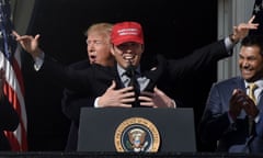 Kurt Suzuki wears a Make America Great Again cap during his visit to the White House