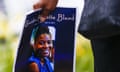 Funeral for Sandra Bland<br>epa04860603 A woman carries a funeral program detailing the life of Sandra Bland following her funeral service at the DuPage African Methodist Episcopal Church in Lisle, Illinois, USA, 25 July 2015. Bland, 28, was found hanged in her Waller County, Texas jail cell on 13 July after she was arrested during a traffic violation stop in Prairie View, Texas, on 10 July. The death has been ruled a suicide but family member dispute the findings. EPA/TANNEN MAURY