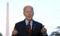 Biden speaks from the Blue Room balcony of the White House on Monday. Nancy Pelosi commended Biden for his ‘strong leadership to keep Americans safe’.