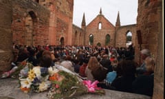 Three hundred people attend a memorial service at Port Arthur in 1997.